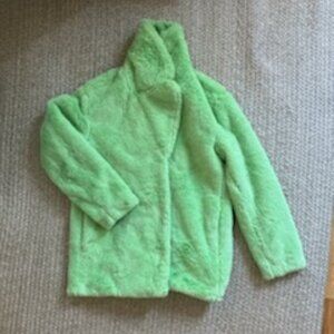 Ultra-cozy Bright Green Faux Fur H&M  Girls Coa,